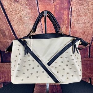 ZIPPER & RHINESTONE Design Handbag, Stylish 👜